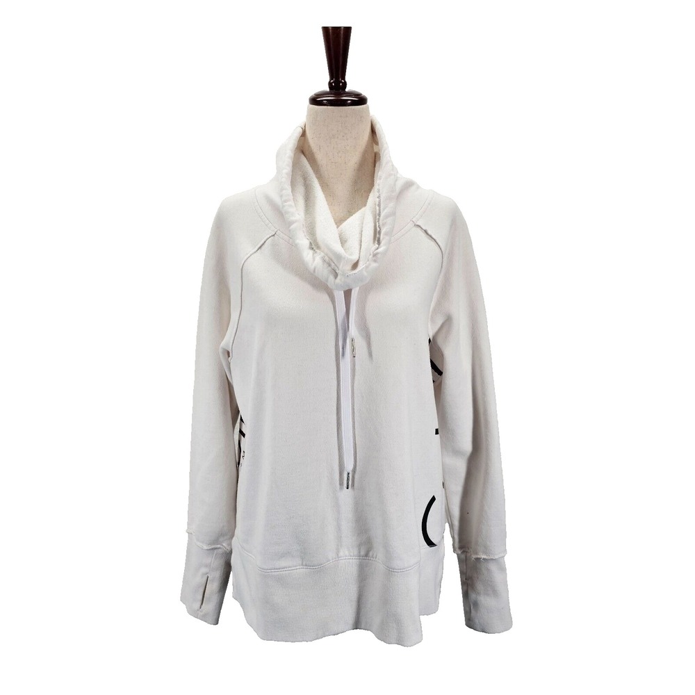 Calvin Klein Performance White Sweatshirt Women's Large Cowl Neck Thumbholes EUC